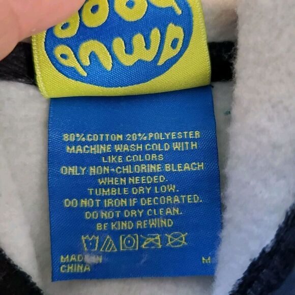 Charmed Dumbgood Womens Size M Comic Big Print Embroidered Hoodie Purple Black - Picture 7 of 9